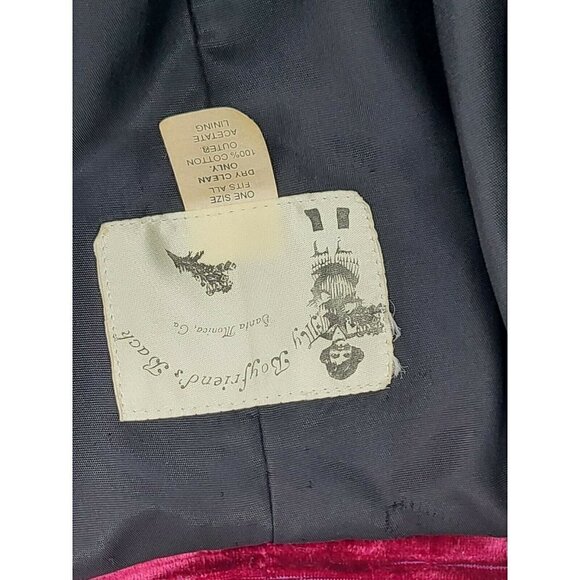 Vtg My Boyfriends Back Burgundy Velvet Open Jacket Womens OS Santa Monica - Picture 5 of 6